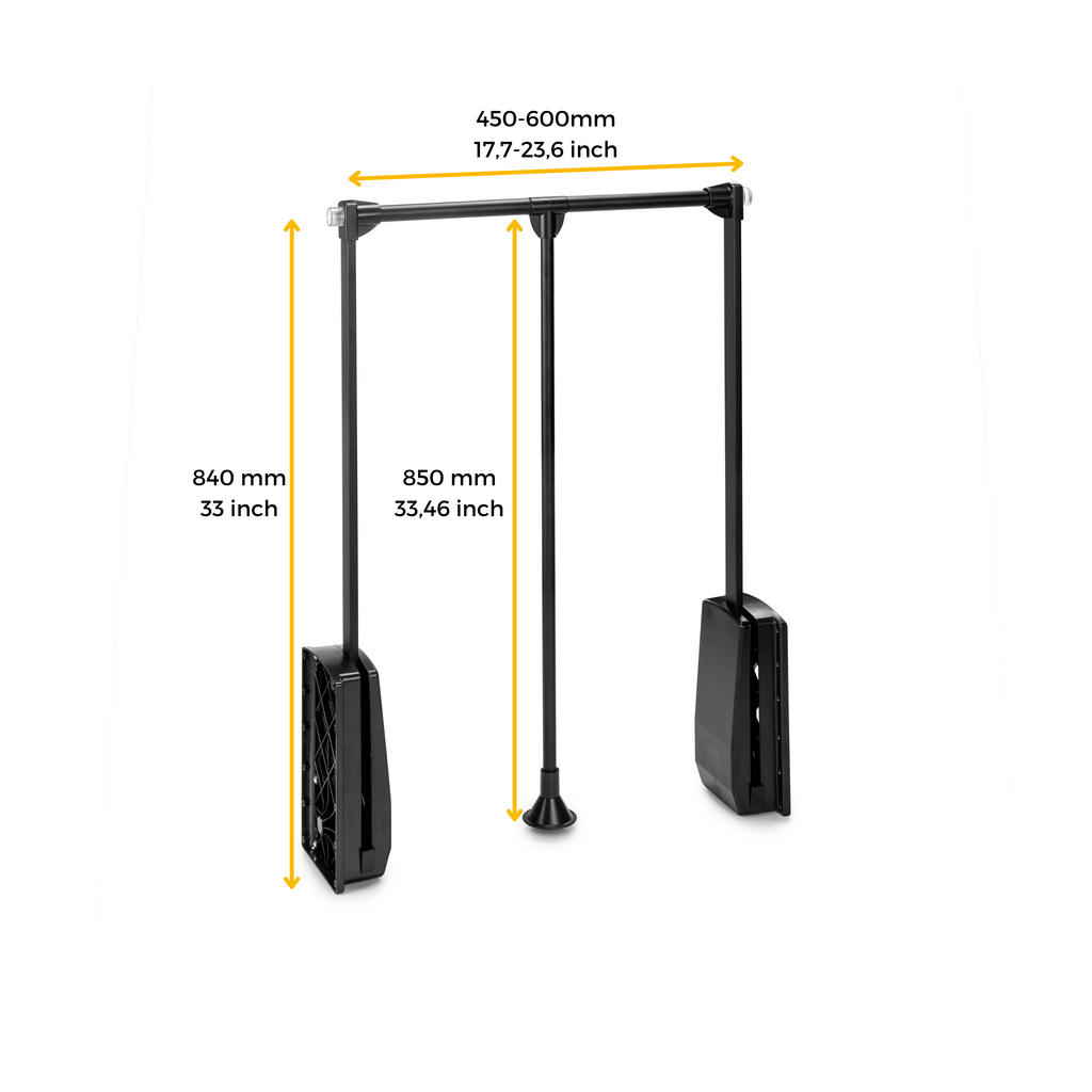 Zero Hang pull down wardrobe rail lift (BLACK)