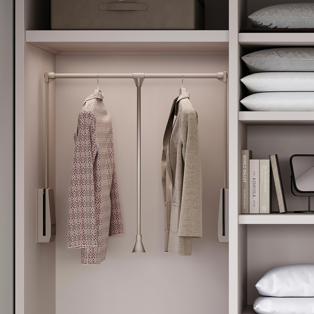 Zero Hang pull down wardrobe rail lift (Stone Grey)