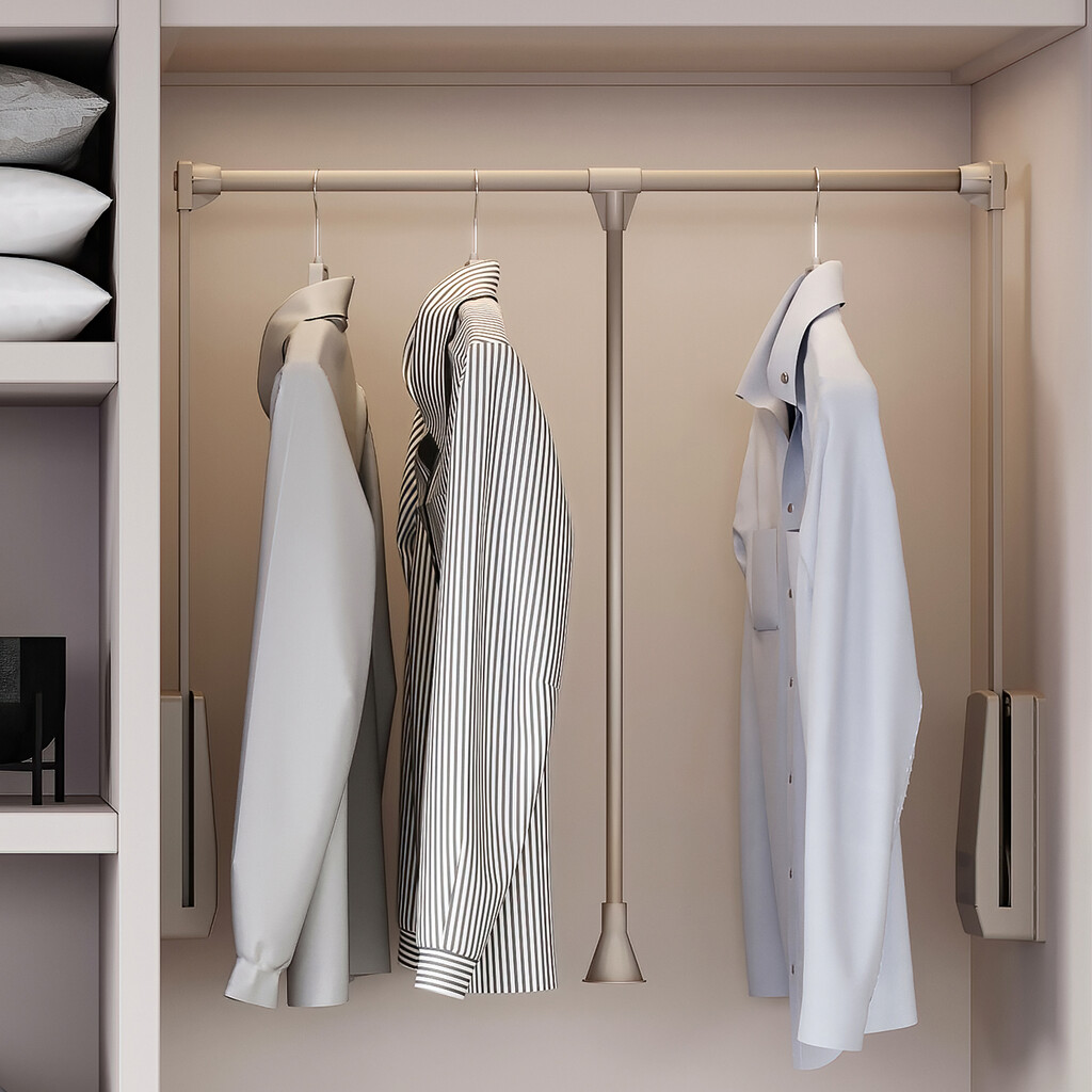 Zero Hang pull down wardrobe rail lift (Stone Grey)
