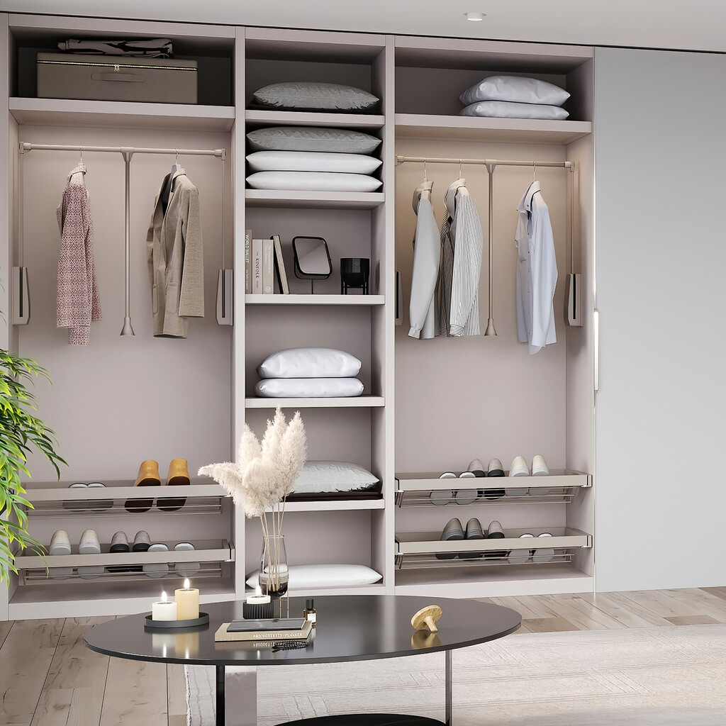 Zero Hang pull down wardrobe rail lift (Stone Grey)