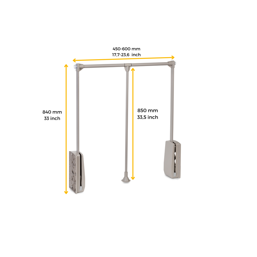 Zero Hang pull down wardrobe rail lift (Stone Grey) | Identi