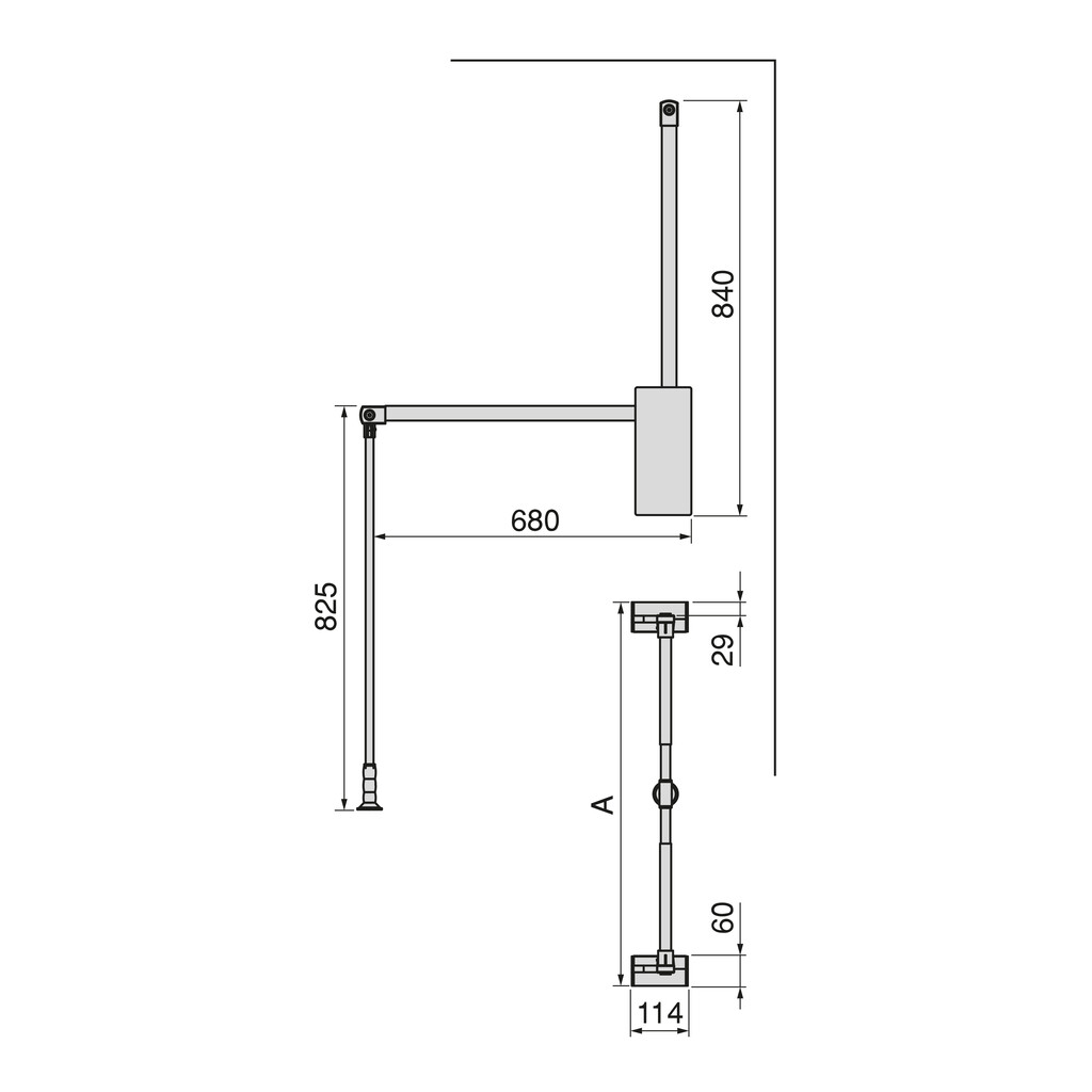 Sway pull down wardrobe rail lift (Tatianium) 