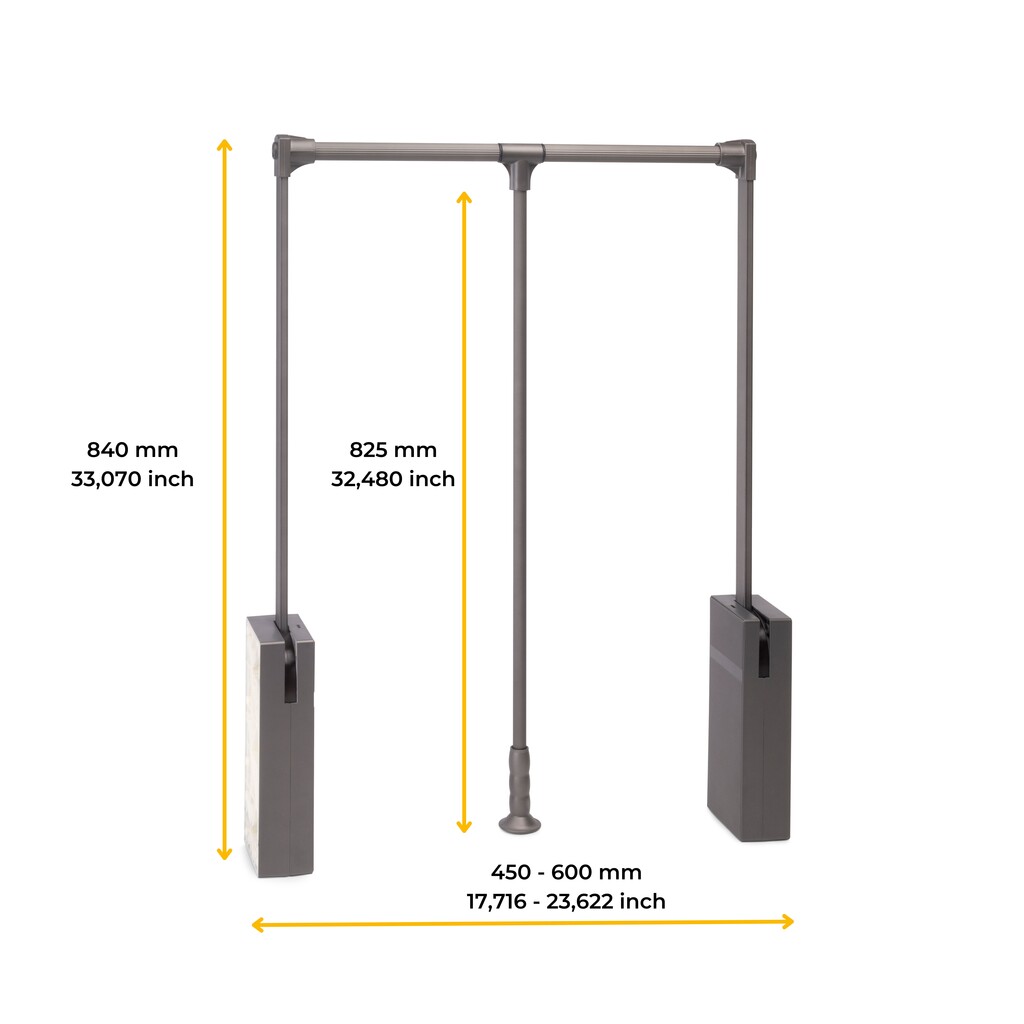 Sway pull down wardrobe rail lift (Tatianium) 