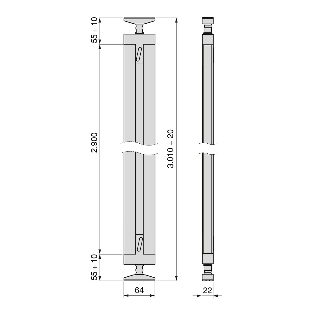 BLACK Lot of 2 Zero profiles (Floor - Ceiling)