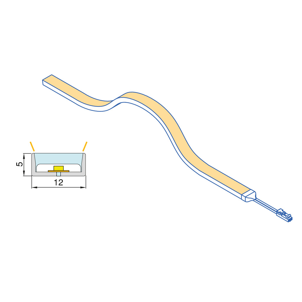 Neonlynx H LED Strip 12x5, 7.6W/m IP65 (24V) IP65