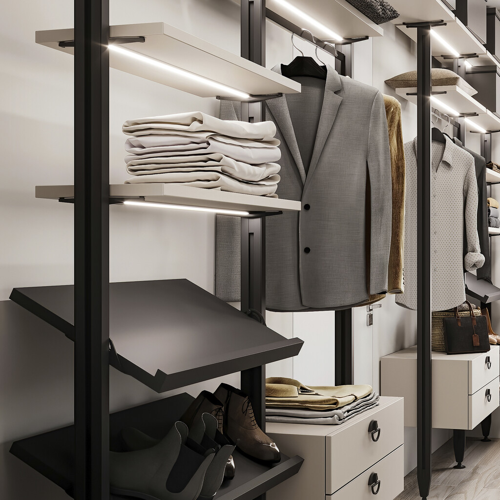 Zero support kit for wood shelves inclined