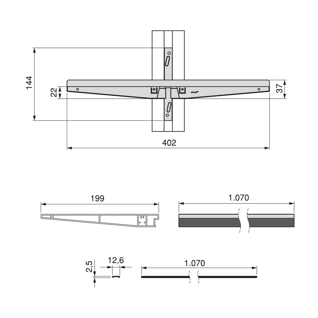 Hardware kit to make an aluminium shelf