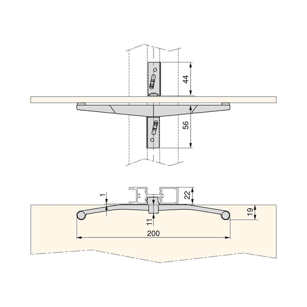 Zero support set for glass shelf
