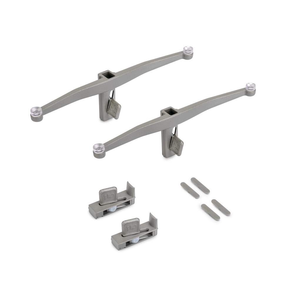 Zero support set for glass shelf