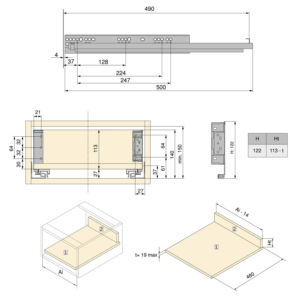 Simplex Antrhacite Drawer 25kg Height 122 mm