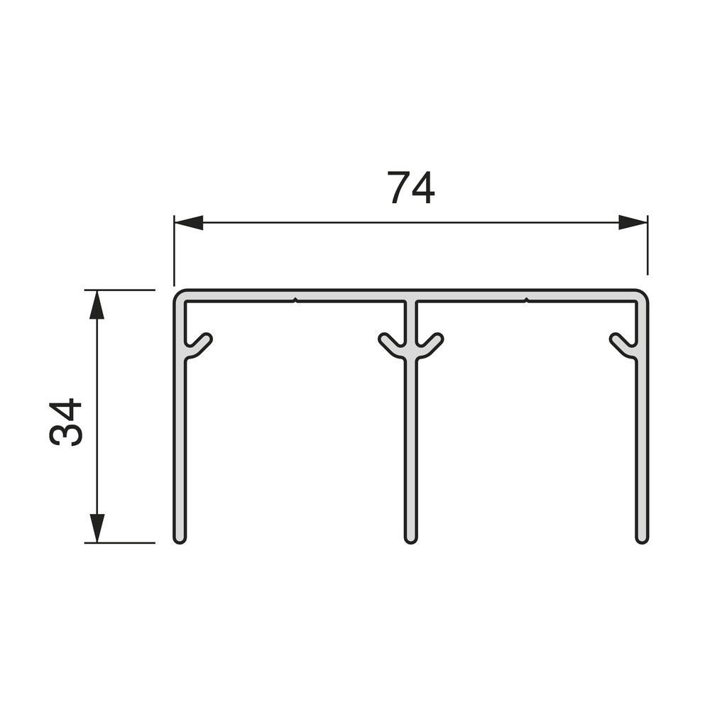 Classic Placard 74 upper track 3,9 m of Groove for sliding door
