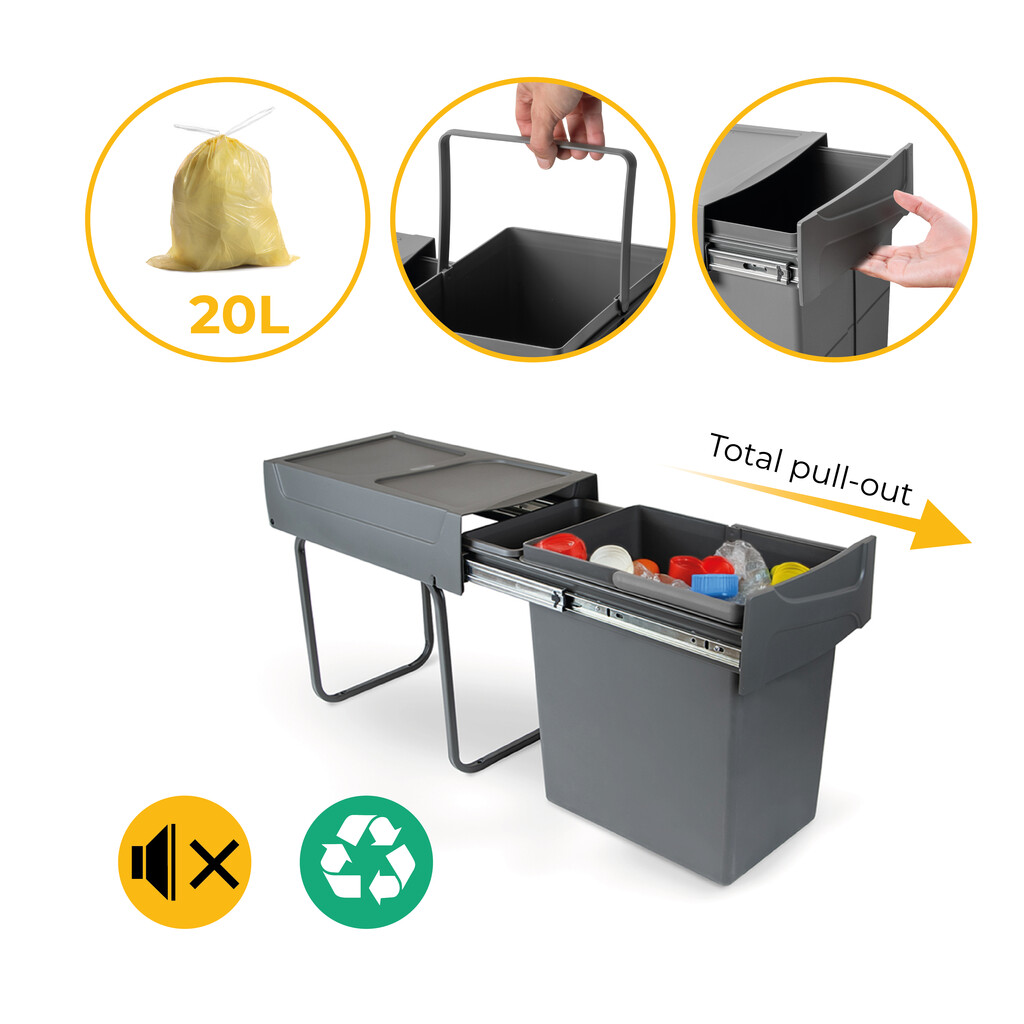 Recycling bin Manual Pull Out 1x20L