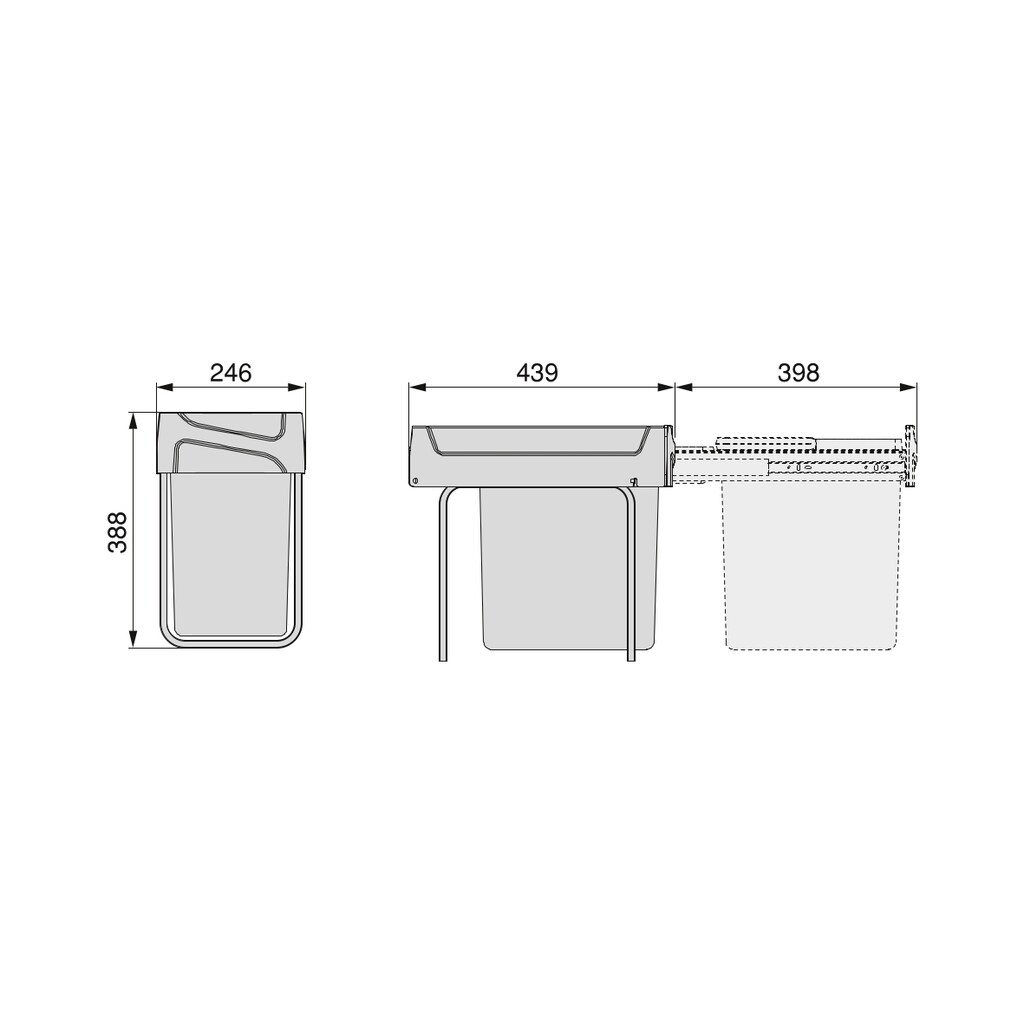 Recycling bin Manual Pull Out 1x20L