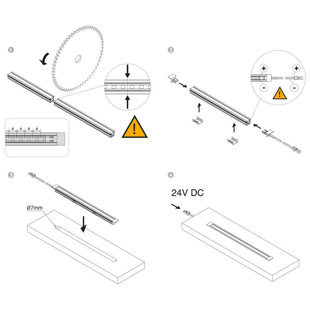 Pyxis recessed LED floodlight (24V DC), length 2.9m, Aluminium and Plastic, Anodized