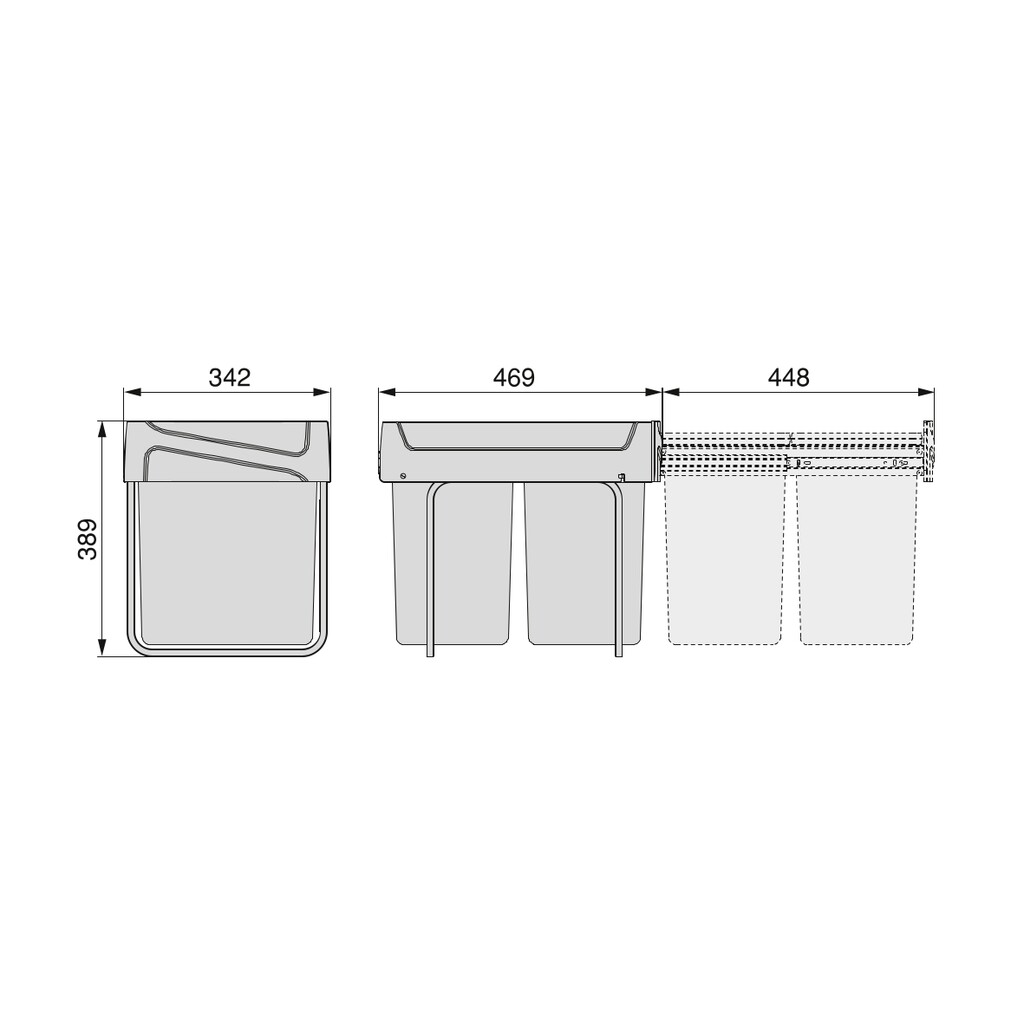 Recycling bin Manual Pull Out 2x20L
