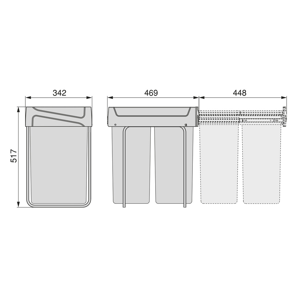 Recycling bin Manual Pull Out 2x25L