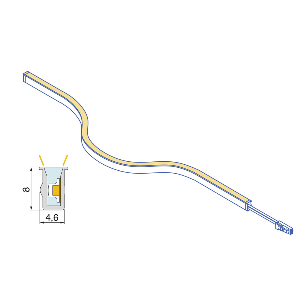Neonlynx V LED Strip 4.5x8, 7.2W/m IP65 (24V)