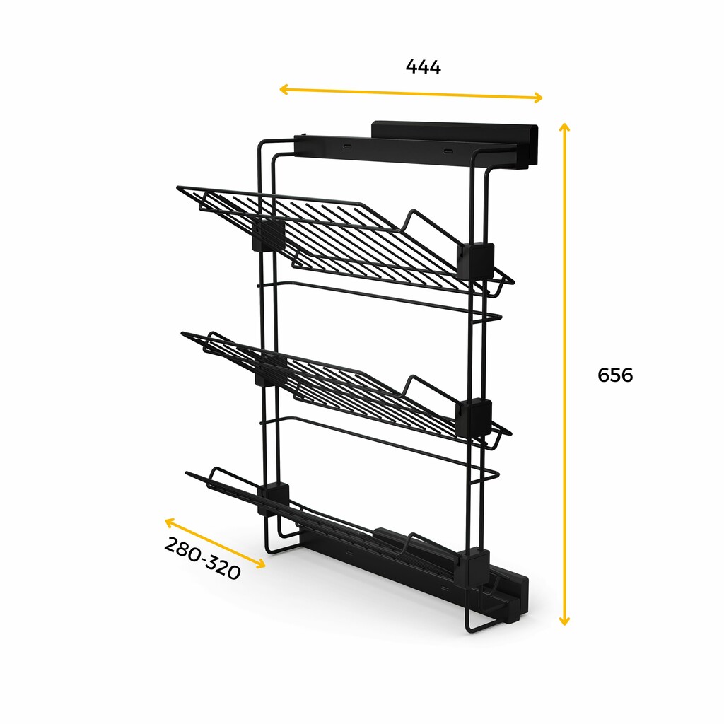 Pull-out side shoe rack for closets and walk-in closets Hack (Black)