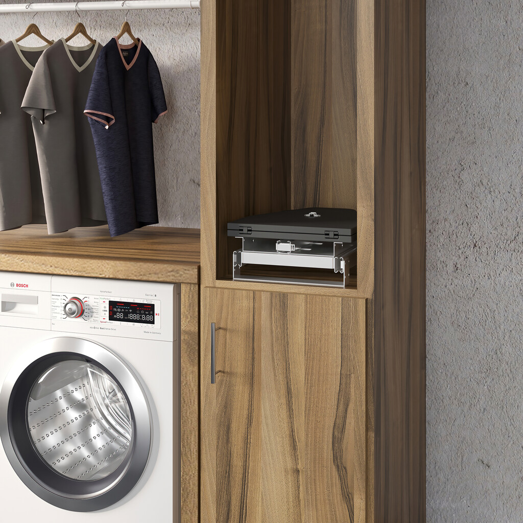 Ironing board, folding and pull-out 180 degress