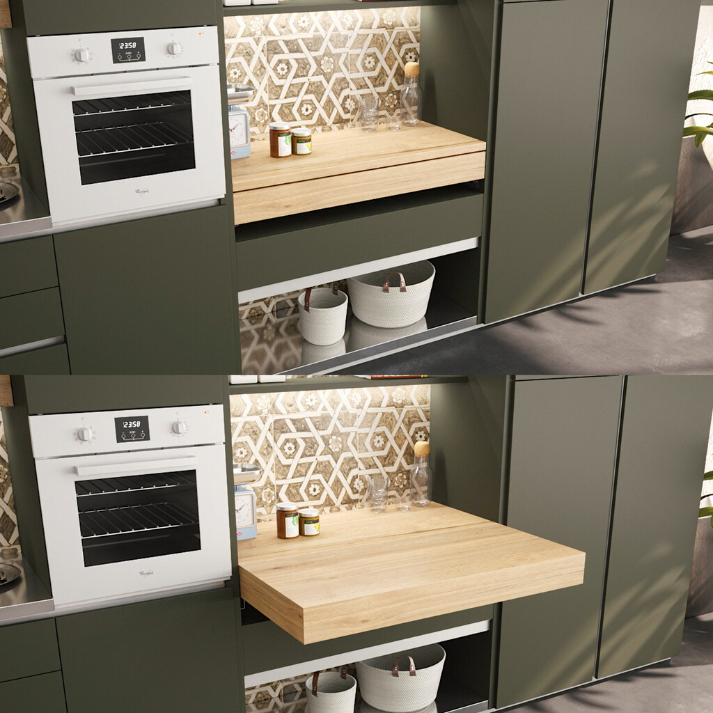 Pull-out and lift-up mechanism for extra surface