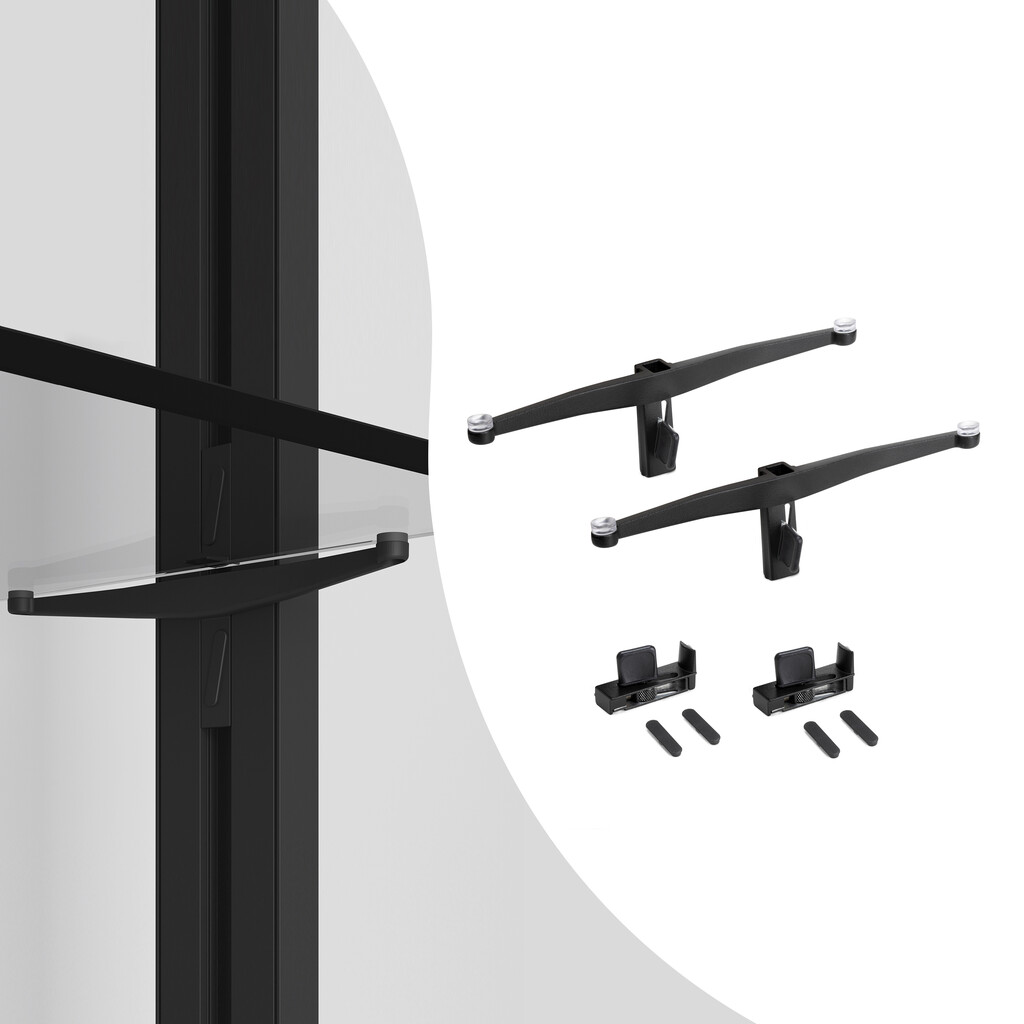 Zero support set for glass shelf