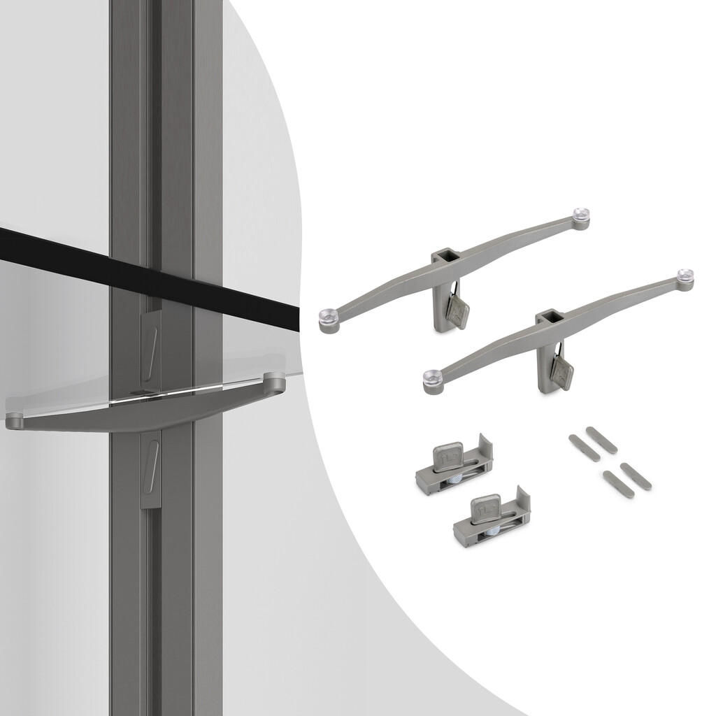 Zero support set for glass shelf