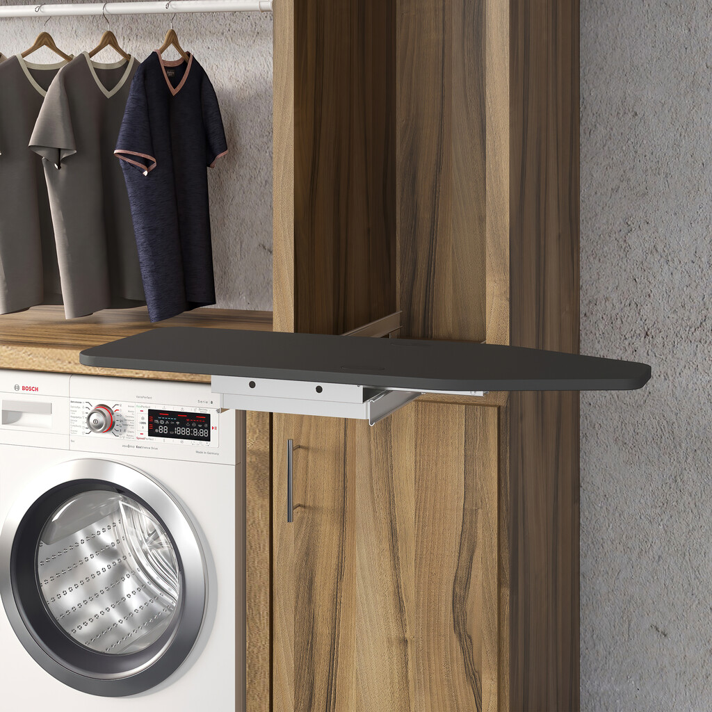 Ironing board, folding and pull-out 180 degress