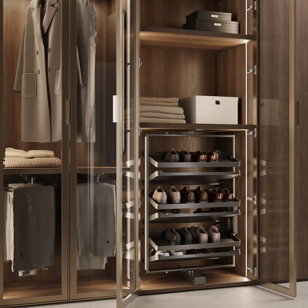 Quartz rotating shoe rack for wardrobe